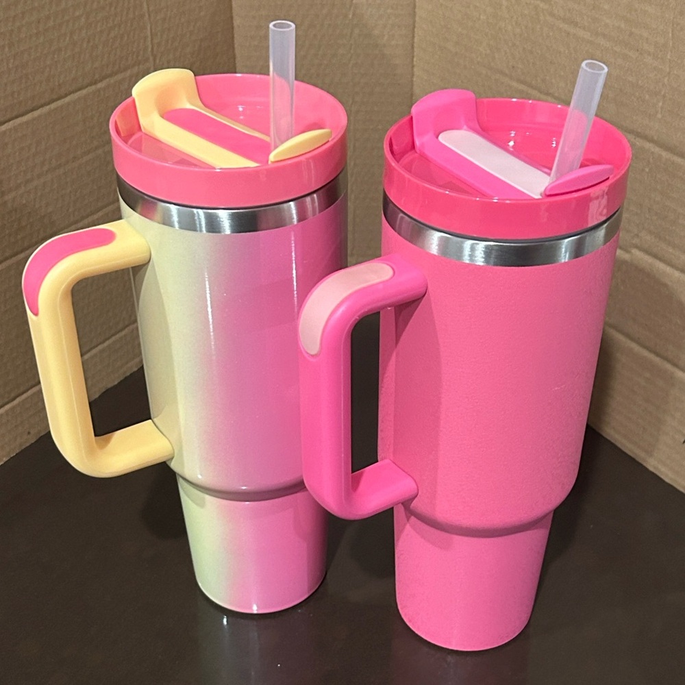 Colorful Insulated 40oz Travel Mugs with New Straws Bundle Quencher Flowstate